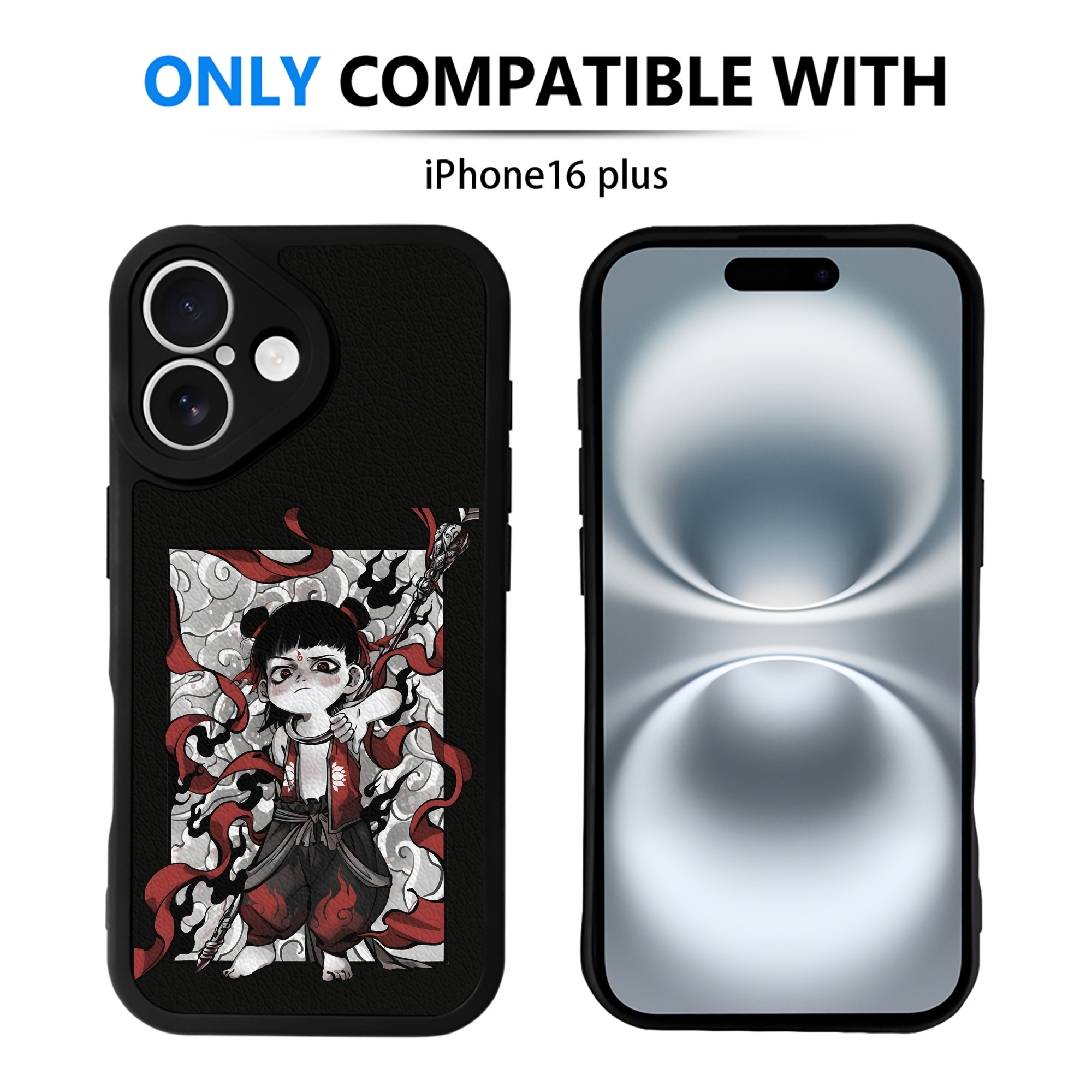 （画像用） Ne Zha 2 ナタ 魔童の大暴れ 【iPhone 16シリーズ対応】シリコンスマホケース（レザー調） 材質：シリコン